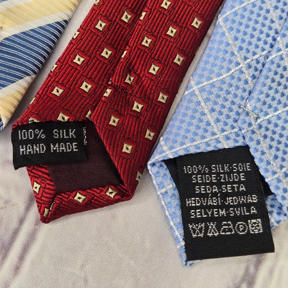 Lot of 4 Salvatore Ferragamo Paul Smith Ties Burgundy Blue Silk Designer Lot Men